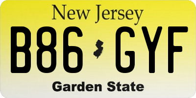 NJ license plate B86GYF