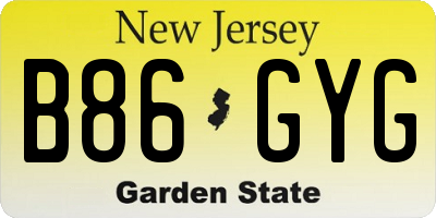 NJ license plate B86GYG