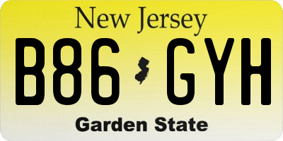NJ license plate B86GYH