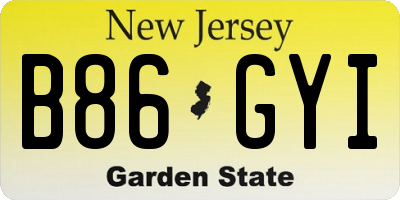 NJ license plate B86GYI