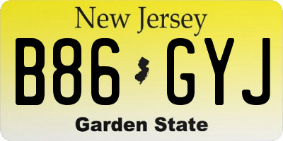 NJ license plate B86GYJ