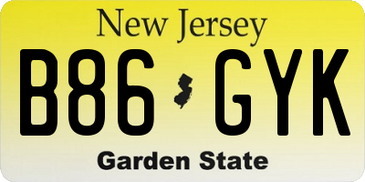 NJ license plate B86GYK