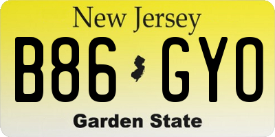 NJ license plate B86GYO