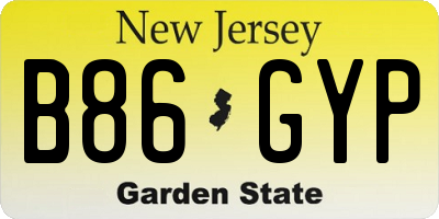 NJ license plate B86GYP