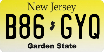 NJ license plate B86GYQ