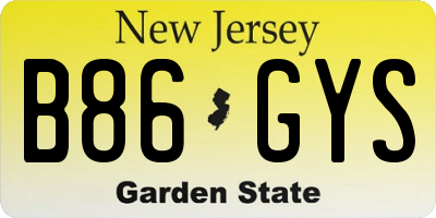 NJ license plate B86GYS