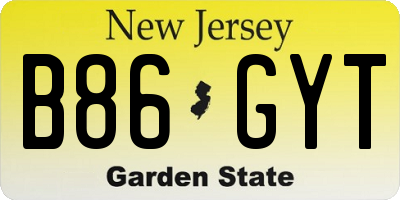 NJ license plate B86GYT