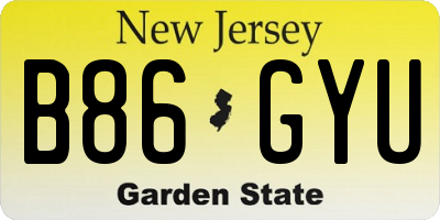 NJ license plate B86GYU