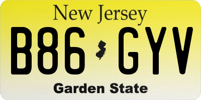 NJ license plate B86GYV