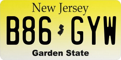 NJ license plate B86GYW