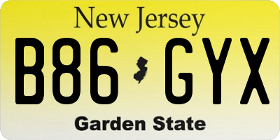 NJ license plate B86GYX