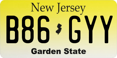 NJ license plate B86GYY