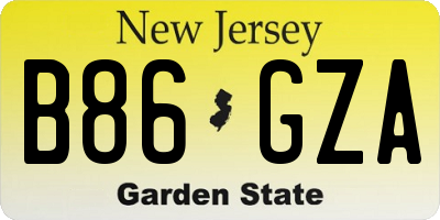 NJ license plate B86GZA