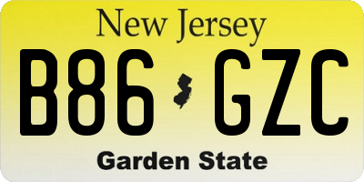 NJ license plate B86GZC