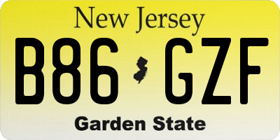 NJ license plate B86GZF