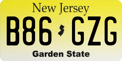 NJ license plate B86GZG