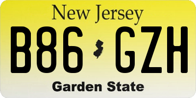 NJ license plate B86GZH