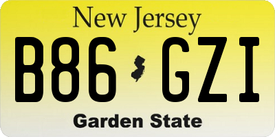 NJ license plate B86GZI