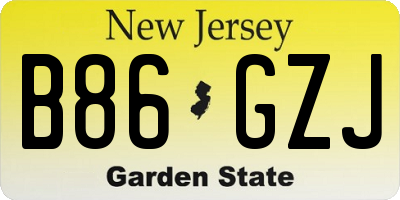 NJ license plate B86GZJ