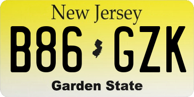 NJ license plate B86GZK