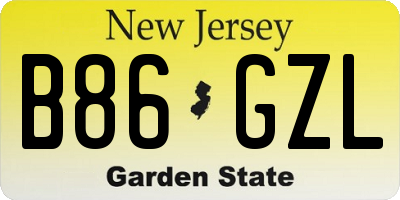 NJ license plate B86GZL