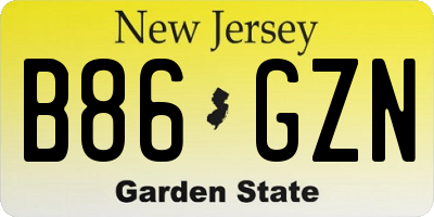NJ license plate B86GZN