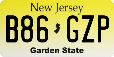 NJ license plate B86GZP