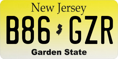 NJ license plate B86GZR