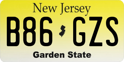 NJ license plate B86GZS