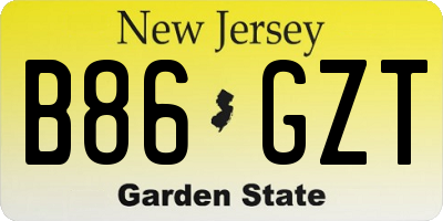 NJ license plate B86GZT