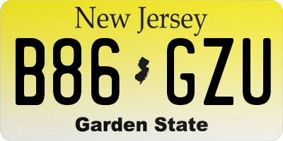 NJ license plate B86GZU