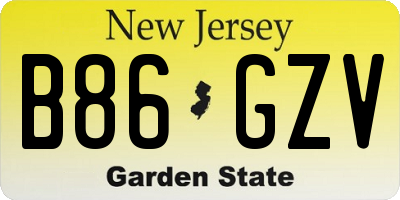 NJ license plate B86GZV