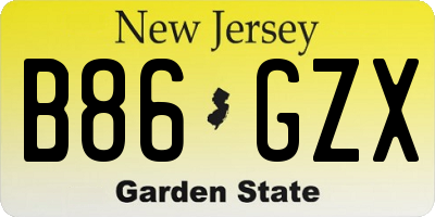 NJ license plate B86GZX