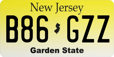 NJ license plate B86GZZ