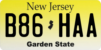 NJ license plate B86HAA