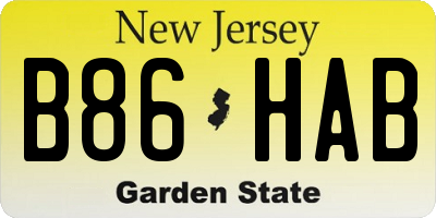 NJ license plate B86HAB