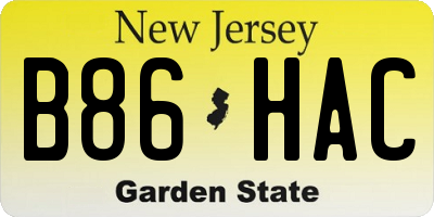 NJ license plate B86HAC