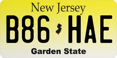 NJ license plate B86HAE