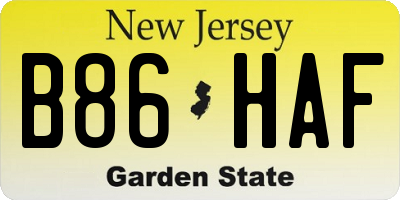 NJ license plate B86HAF