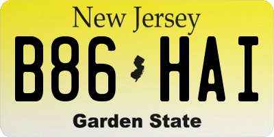 NJ license plate B86HAI