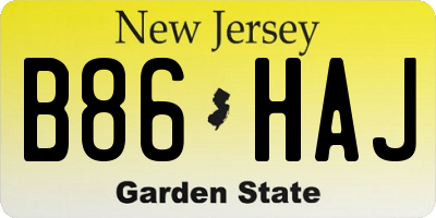 NJ license plate B86HAJ