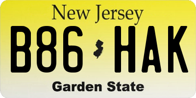 NJ license plate B86HAK
