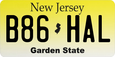 NJ license plate B86HAL