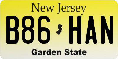 NJ license plate B86HAN