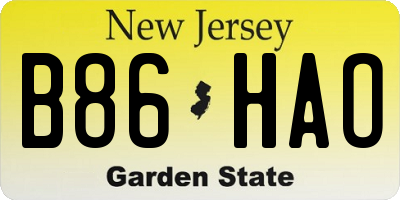 NJ license plate B86HAO