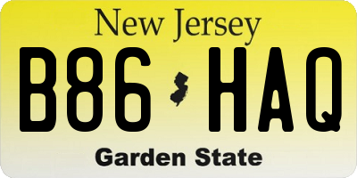 NJ license plate B86HAQ