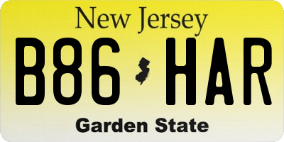 NJ license plate B86HAR