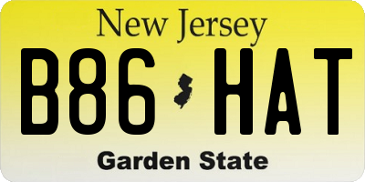 NJ license plate B86HAT