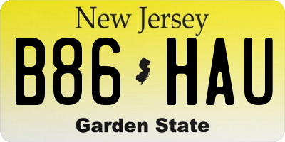 NJ license plate B86HAU