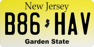 NJ license plate B86HAV